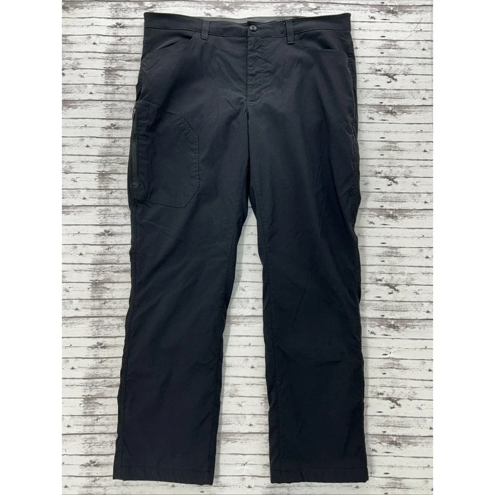 Eddie Bauer Fleece Lined Tech Pant Men's 40x31 Black Straight Side Zip Pocket